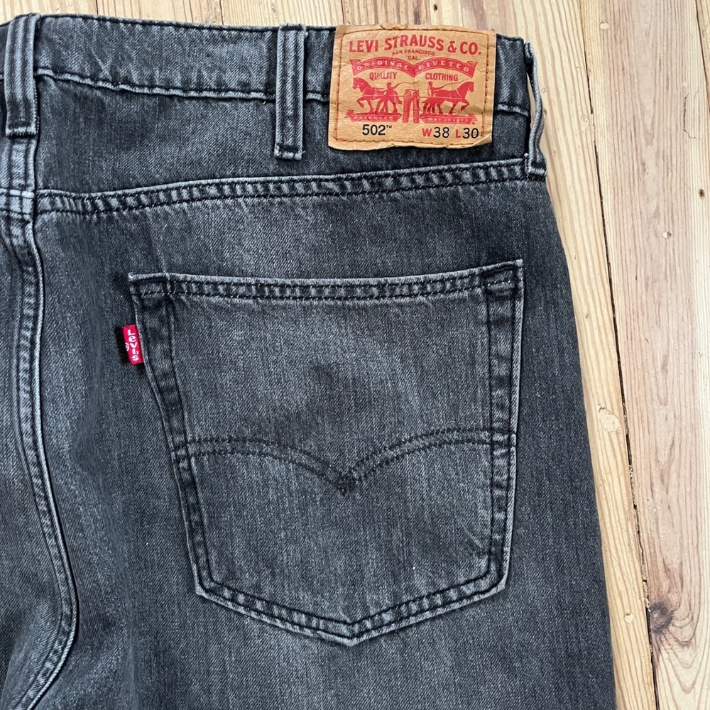 Levi Strauss Co 502 Mens Jeans Dark Grey Wash Size 38 30 Straight Casual Comfort